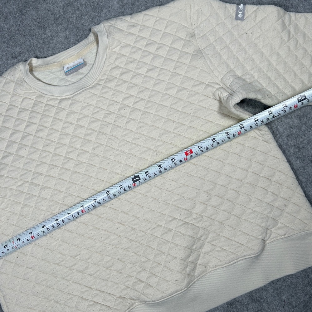Columbia Sweatshirt Womens XL Cream Quilted Crewneck Pullover‎ Outdoor Casual - Picture 7 of 15